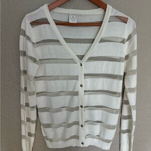 A New Day White and Gray Striped Cardigan